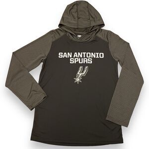 NBA SA Spurs Youth LG Performance Hood Long Sleeve Shirt Black‎ Gray
